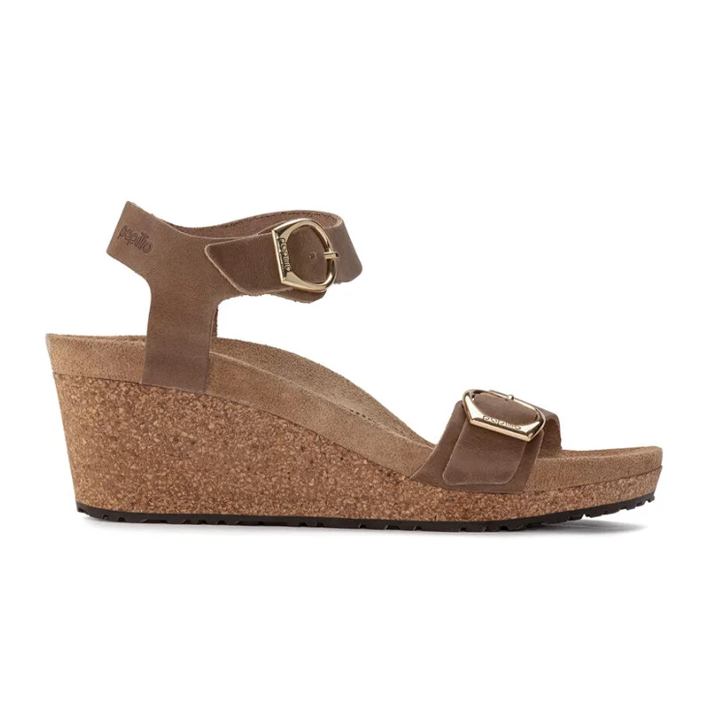 Birkenstock Soley Ring-Buckle Wedge Sandal (Women) - Cognac Oiled Leather