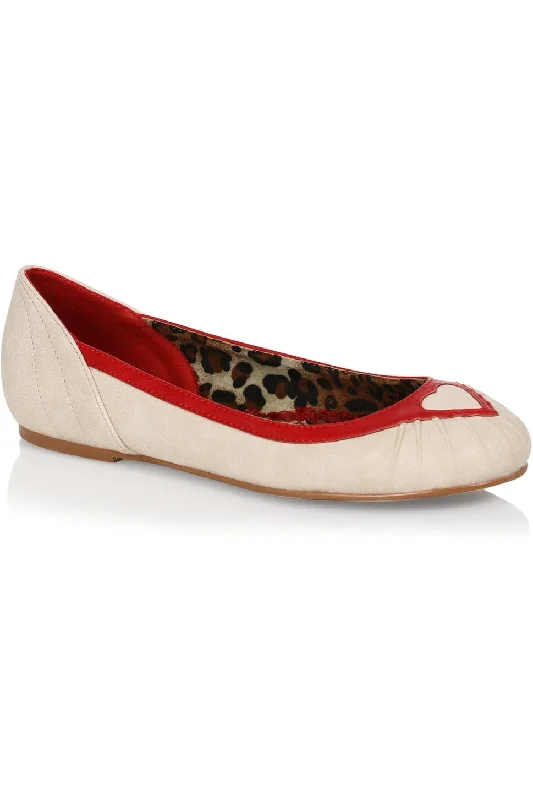 Bettie Page Frances Flat | Bone Faux Leather