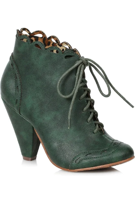 Bettie Page Eddie Vintage Bootie  | Green Faux Leather