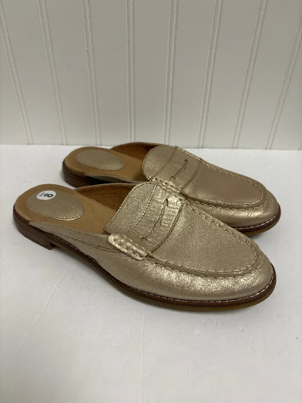 Gold Shoes Flats Sperry, Size 8