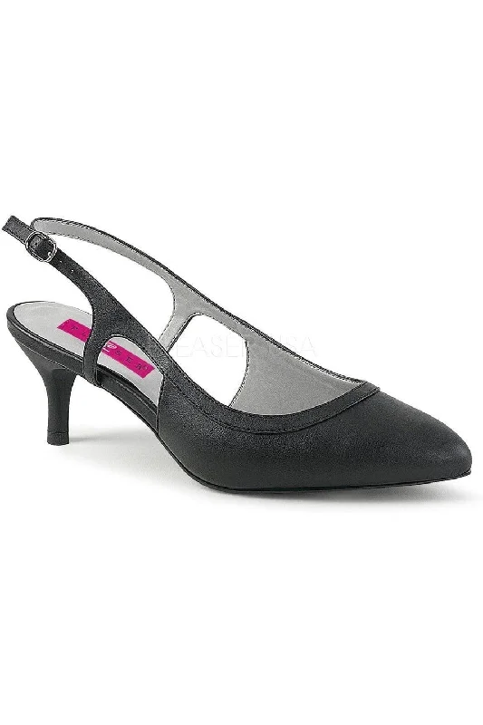 KITTEN-02 Pump  | Black Faux Leather