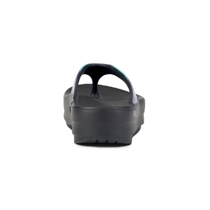 OOFOS OOmega OOlala Luxe Black Atlantis Sandal (Unisex)