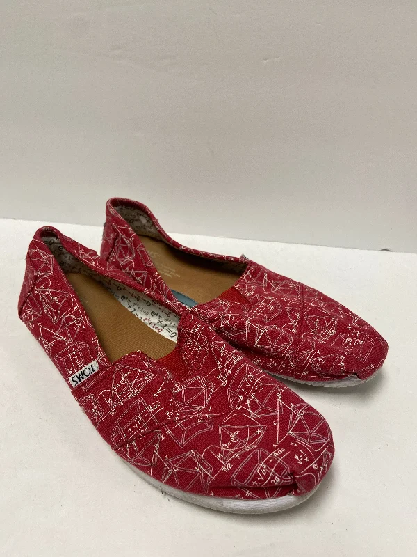 Red & White Shoes Flats Toms, Size 7