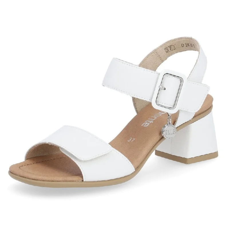 Remonte D1K51 White Leather Heel Sandal (Women's)