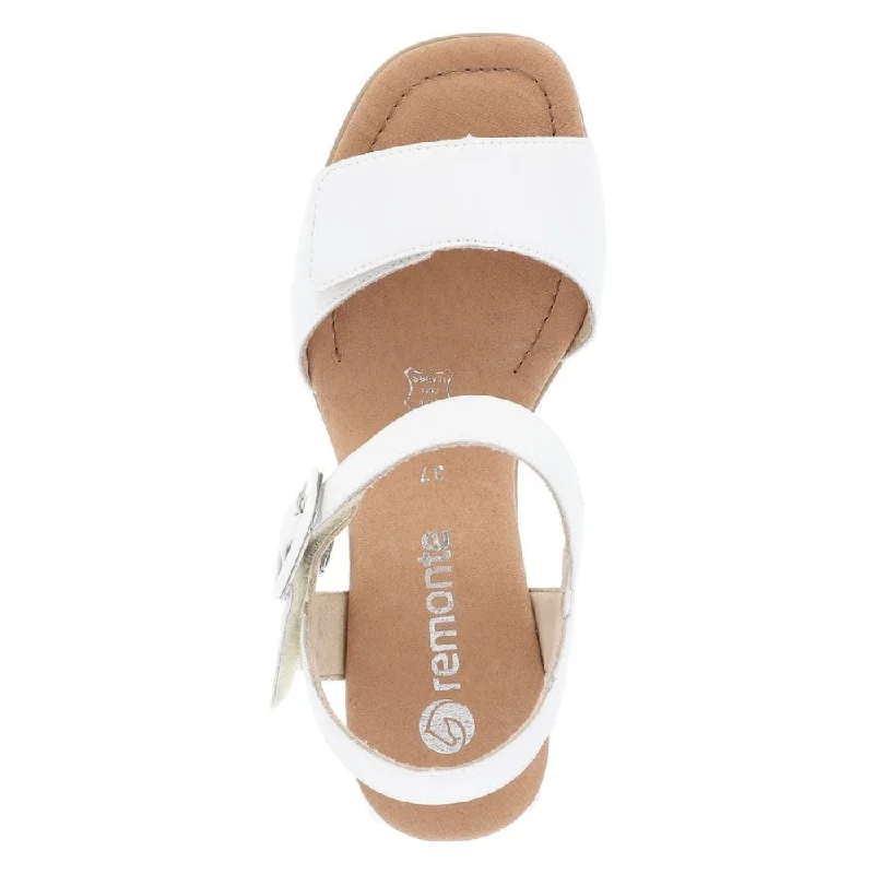 Remonte D1K51 White Leather Heel Sandal (Women's)