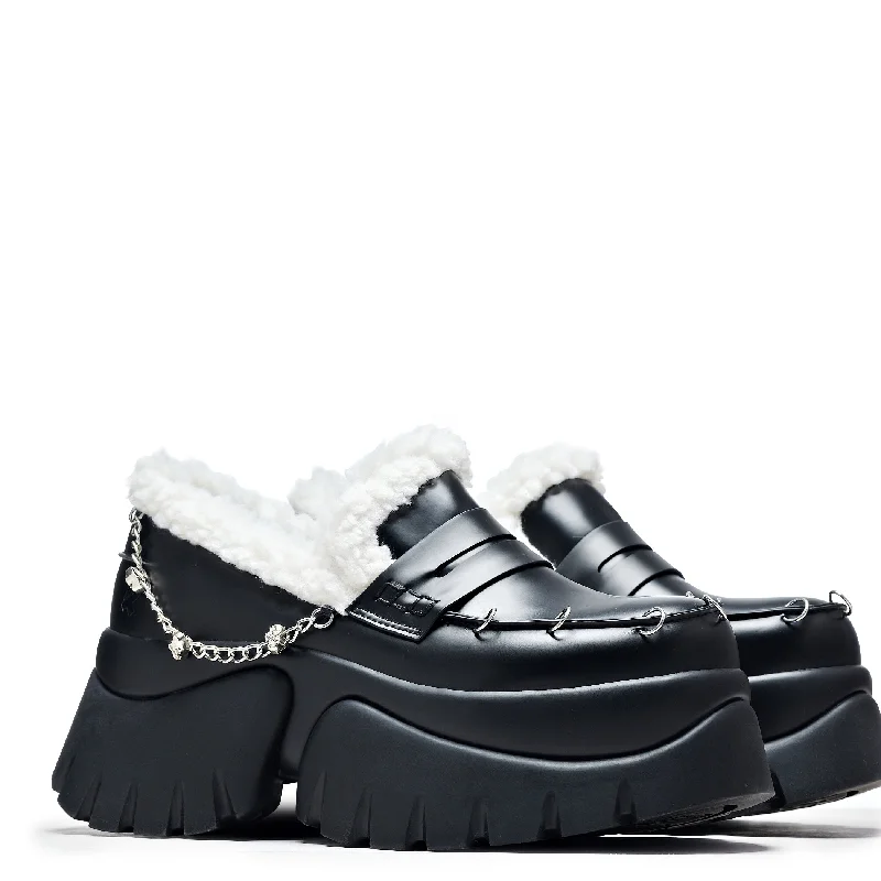 The Visitors Faux Fur Chunky Loafers - Black