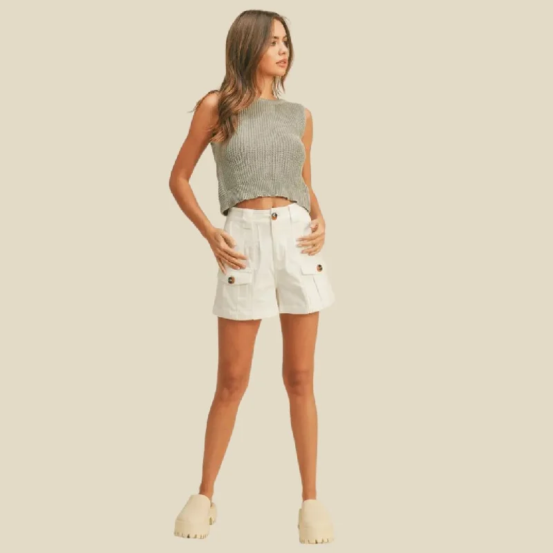 Cotton Cargo Shorts (Off White)