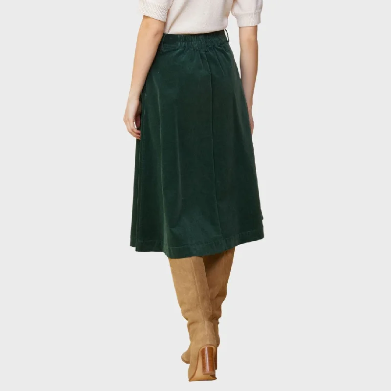 High Waisted Corduroy Skirt (Gemstone Green)