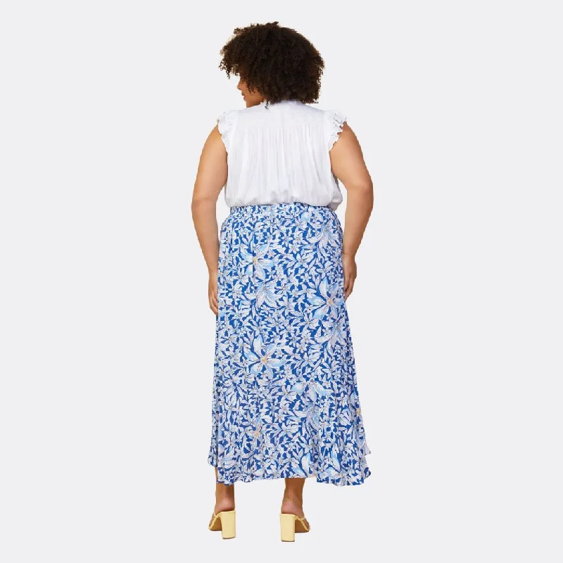 Plus Size Floral Print Ruffle Wrap Skirt