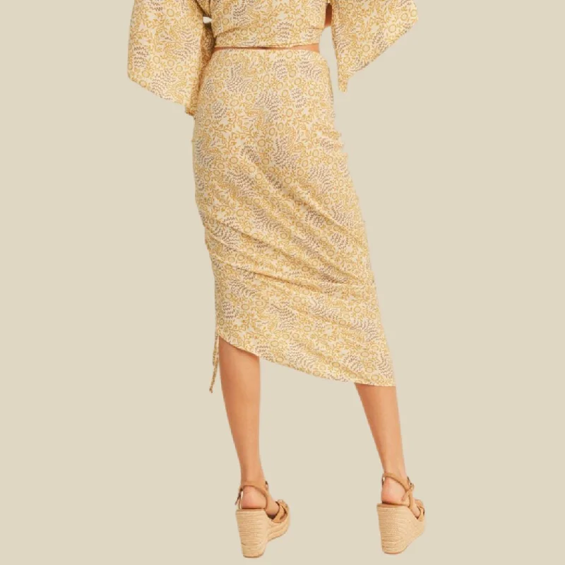 Printed Ruching Skirt (Neutral)