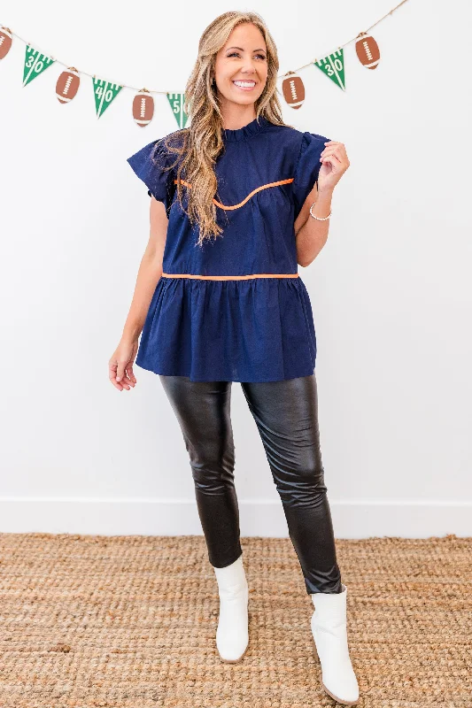 All The Spirit Top, Navy-Orange