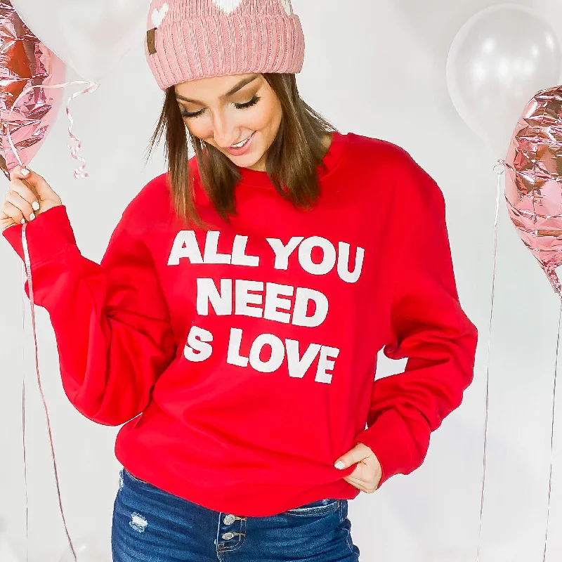 All You Need is Love Crewneck-Red** - Final Sale