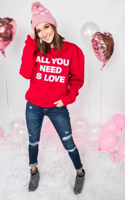 All You Need is Love Crewneck-Red** - Final Sale