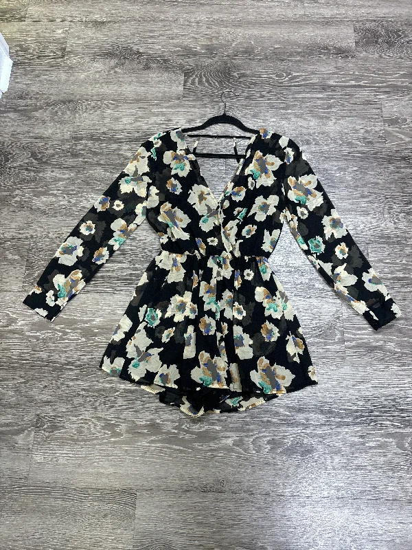 ASTR Sheer Floral 2 Piece Long Sleeve Romper - XS