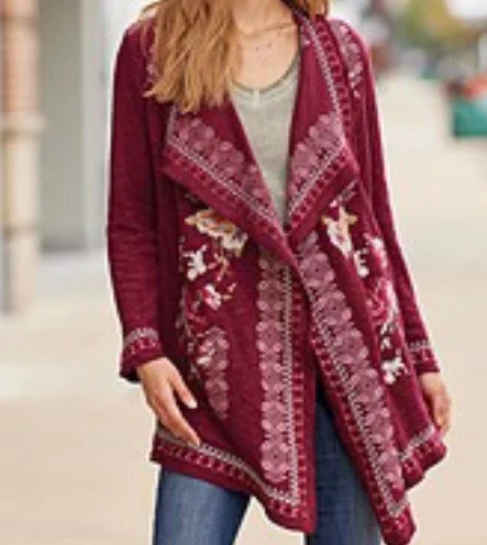 Berry Embroidered cardigan