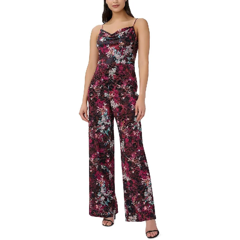 Womens Velvet Cowlneck Jumpsuit