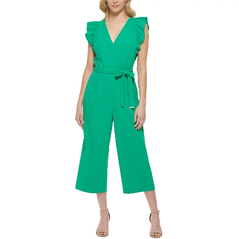 Petites Womens Crepe Jumpsuit