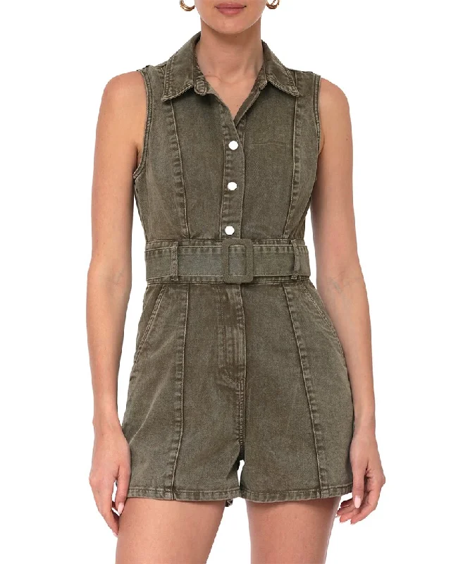 Avec Les Filles Wide Belt Sleeveless Romper