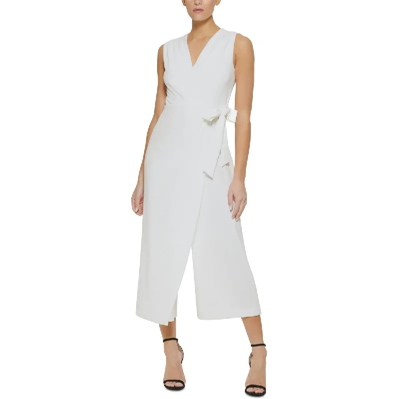 Womens Surplice Cropped Jumpsuit