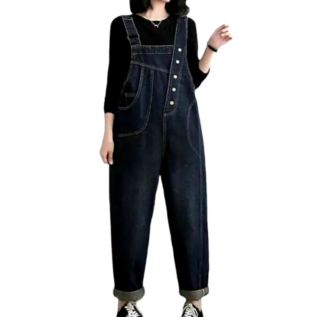 Dark wash women's denim dungaree