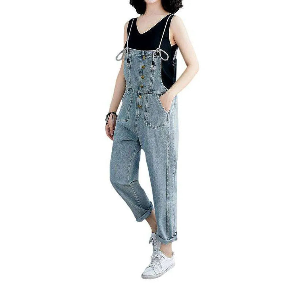 Fashionable vintage women's denim jumpsuit