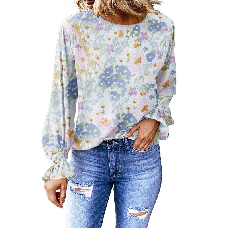 Floral Female Bishop Sleeves Top