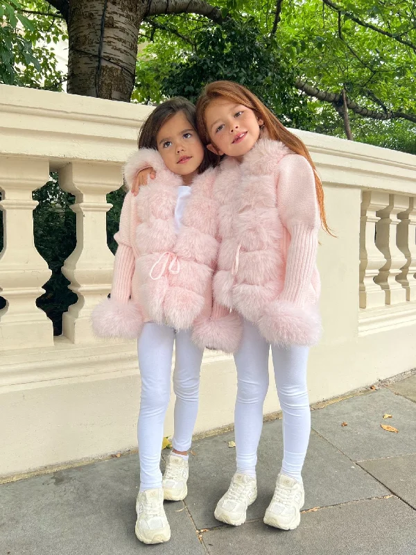 Childrens Baby Pink Premium Faux Fur Cardigan