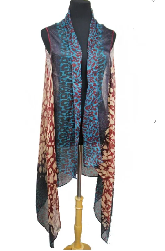 Leopard Print Colorful Kimono Vest - 2 Colors