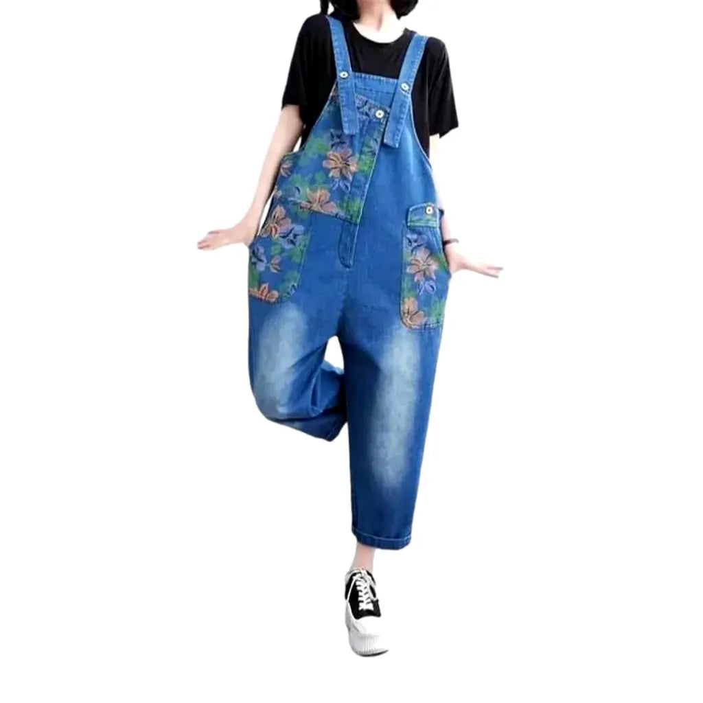 Loose fitting medium wash jean dungaree