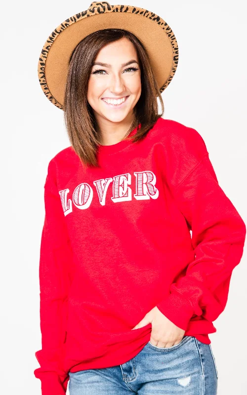 Lover Crewneck Sweatshirt - Red** - Final Sale