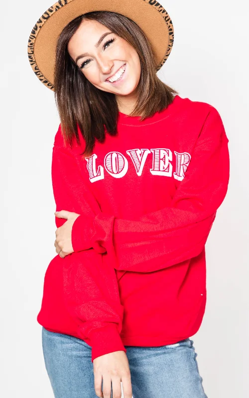 Lover Crewneck Sweatshirt - Red** - Final Sale