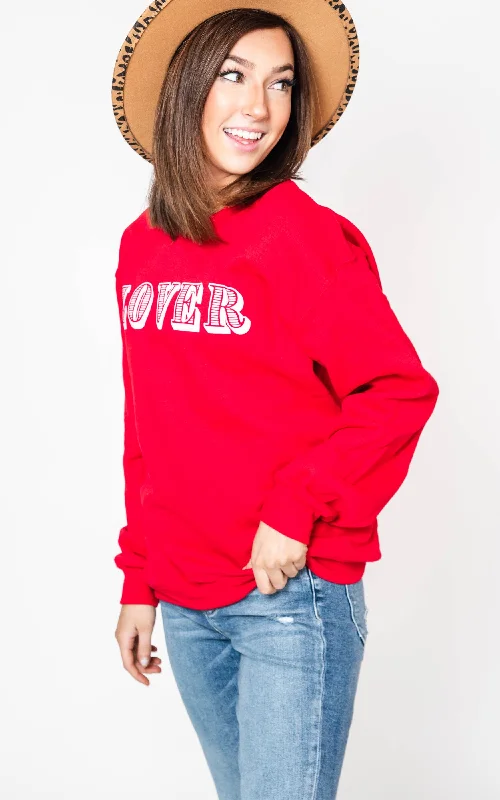 Lover Crewneck Sweatshirt - Red** - Final Sale