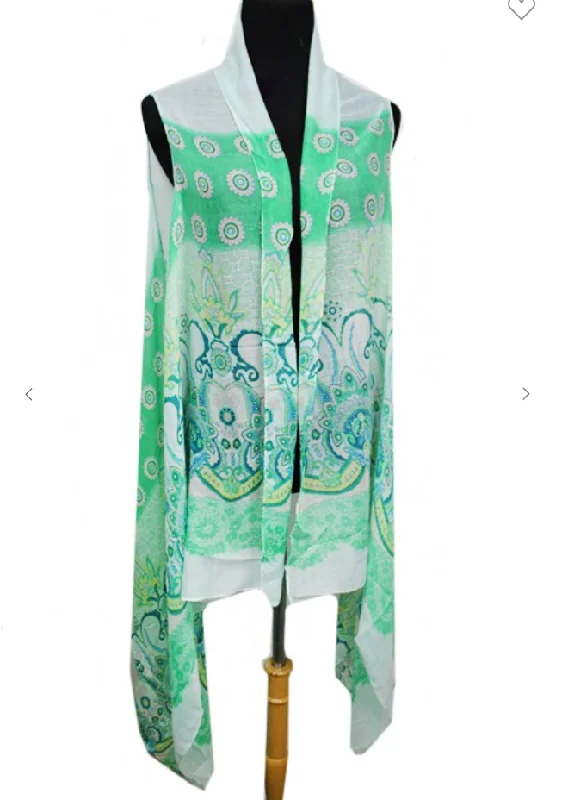 Mystic Lotus Blossoms Printed Sheer Vest - 3 Colors