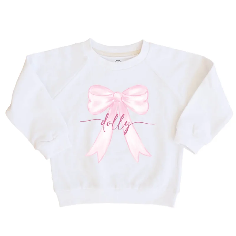 Personalized Bow Kids Graphic Sweatshirts | White