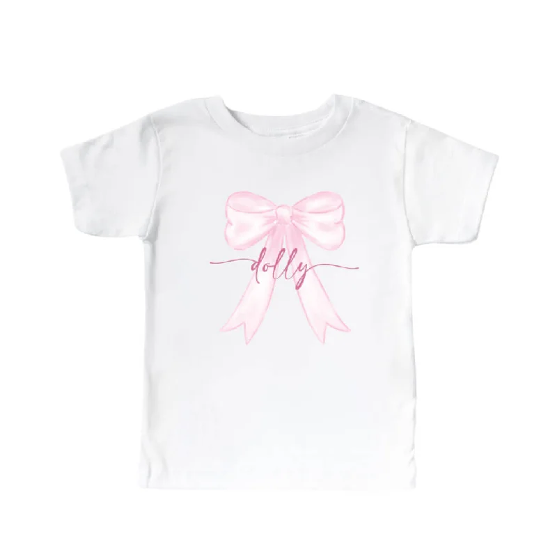 Personalized Bow Kids Graphic Tee | White