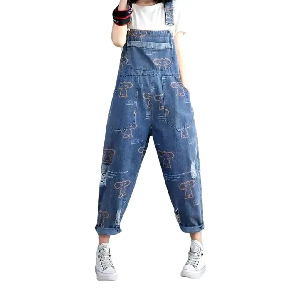 Trendy baggy painted jeans dungaree for ladies