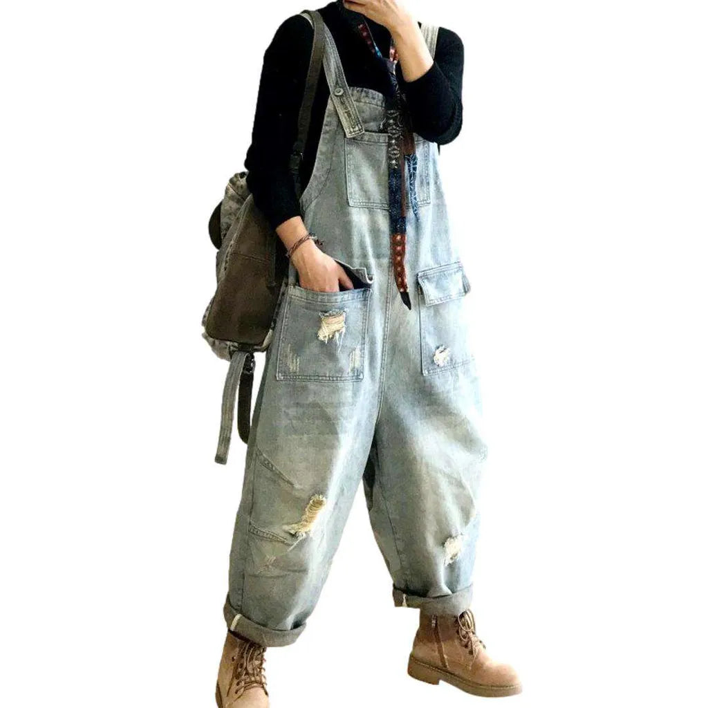 Trendy y2k baggy jean dungaree for ladies