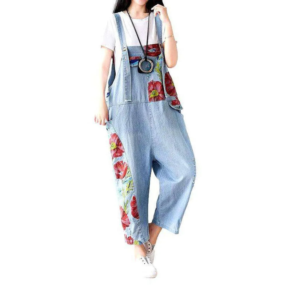 Women's denim painted dungaree