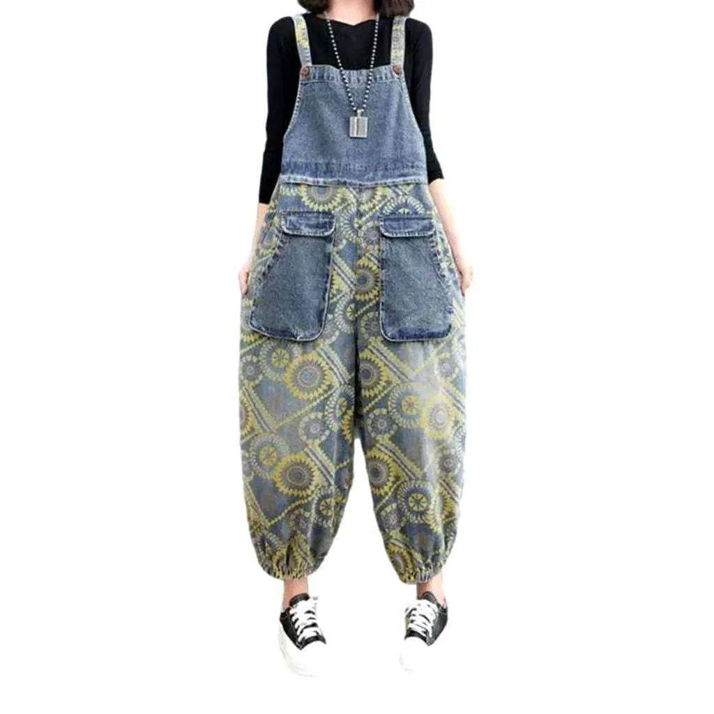 Y2k women's painted denim dungaree