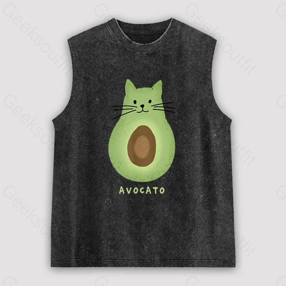 Avocato Cat Avocado Pun Unisex Washed Tank