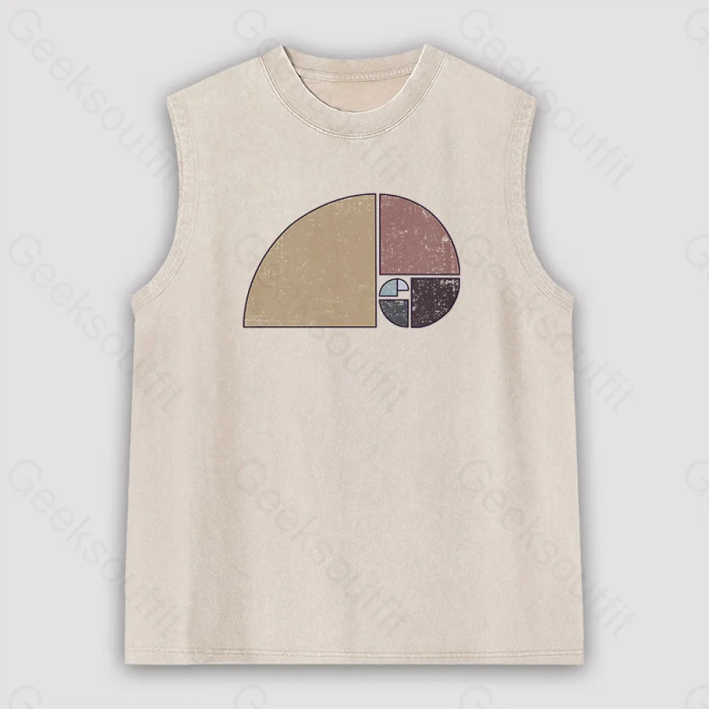 Distressed Geometric Fibonacci Spiral Unisex Washed Tank