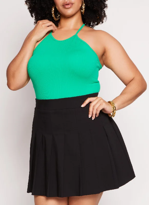 Plus Size Seamless Racerback High Neck Tank Top