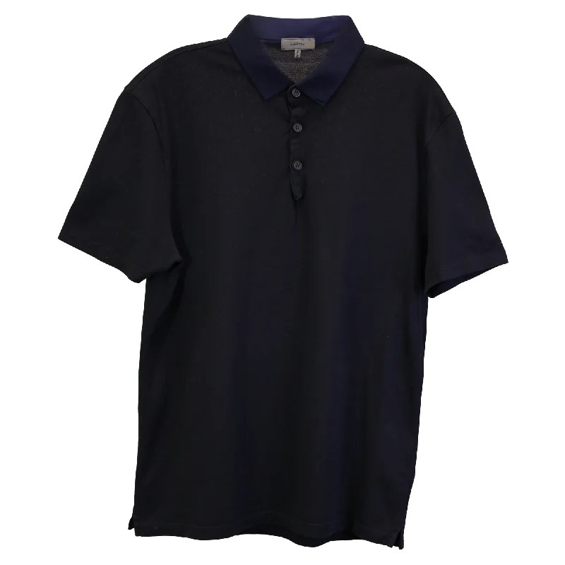 Lanvin Polo T-Shirt in Navy Blue Cotton