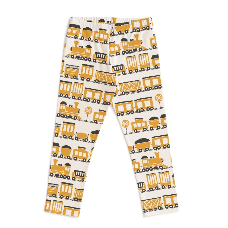 Leggings - Trains Ochre