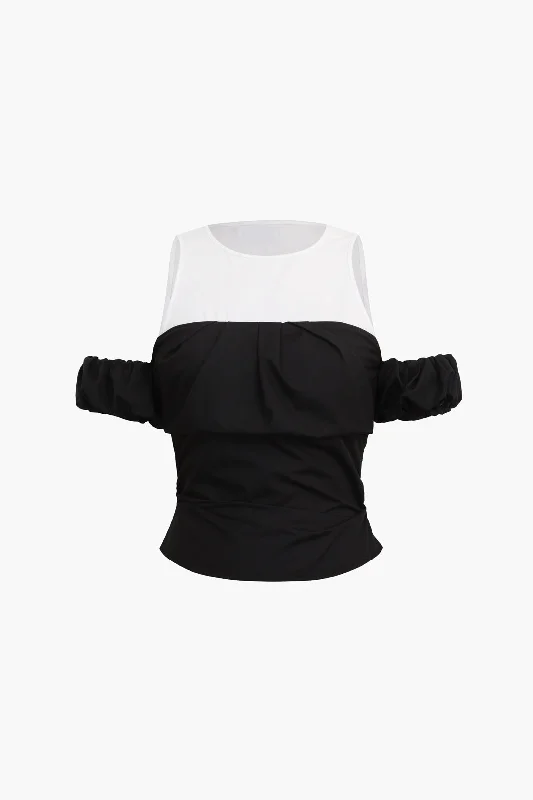 Contrast Cold Shoulder Tee