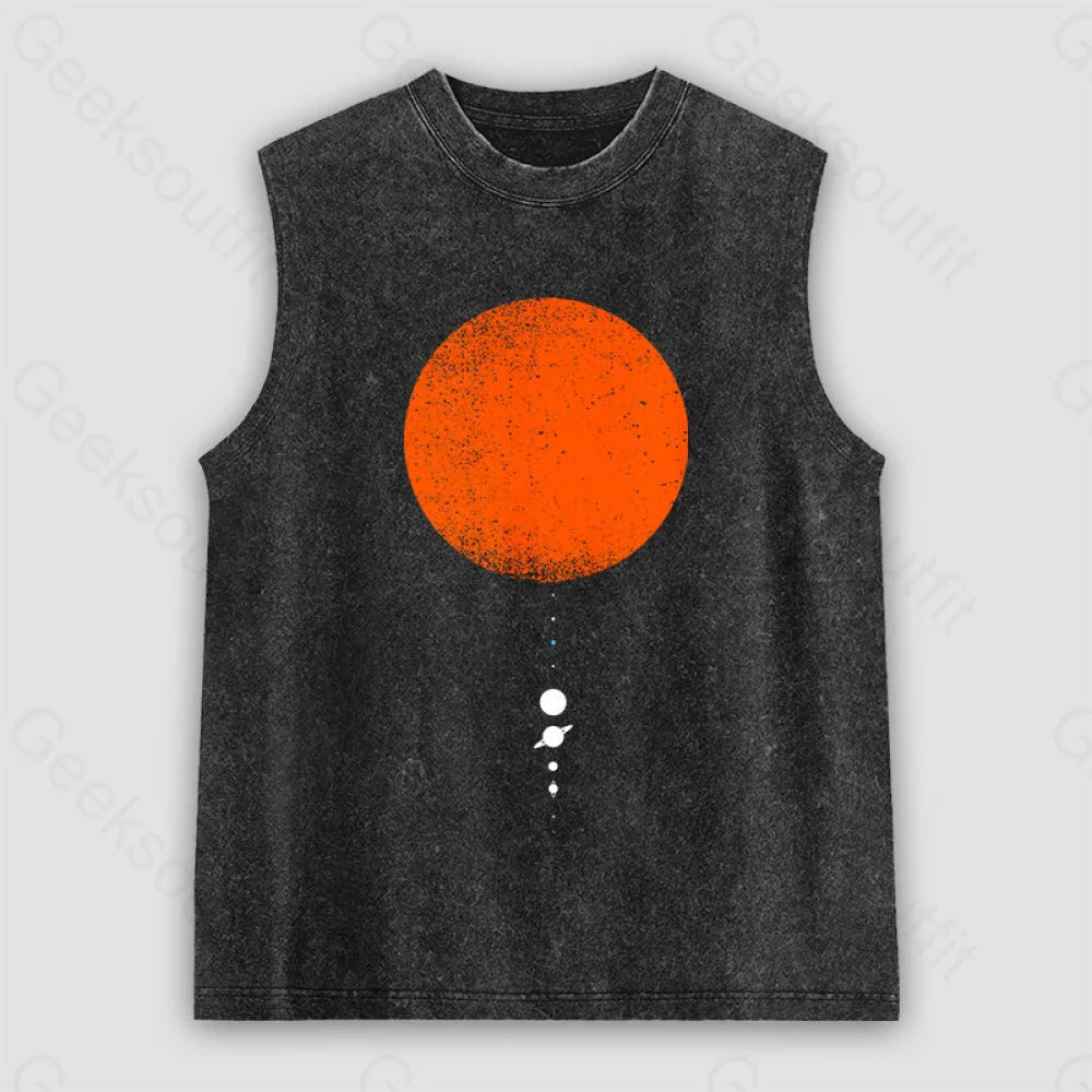 Minimal Solar System Unisex Washed Tank