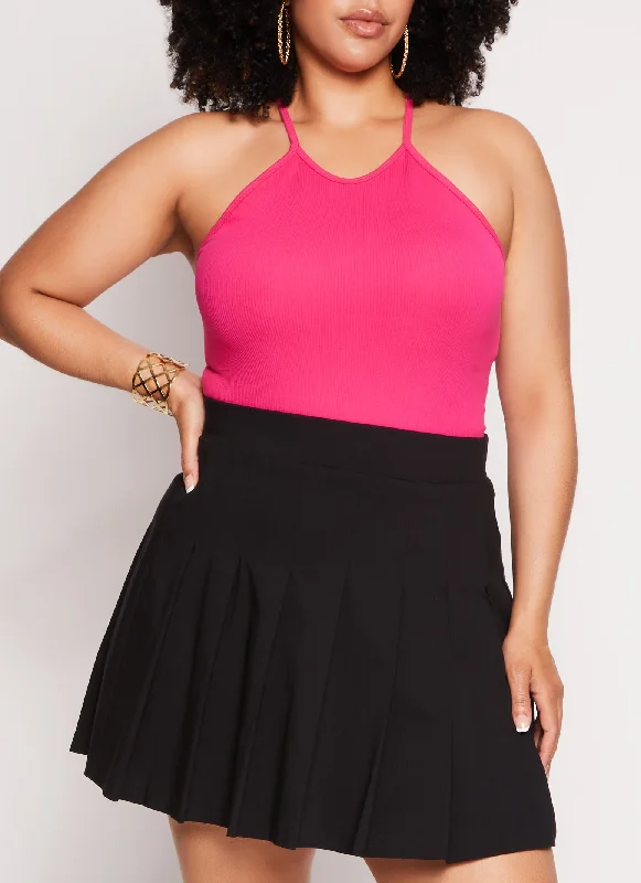 Plus Size Seamless Racerback High Neck Tank Top