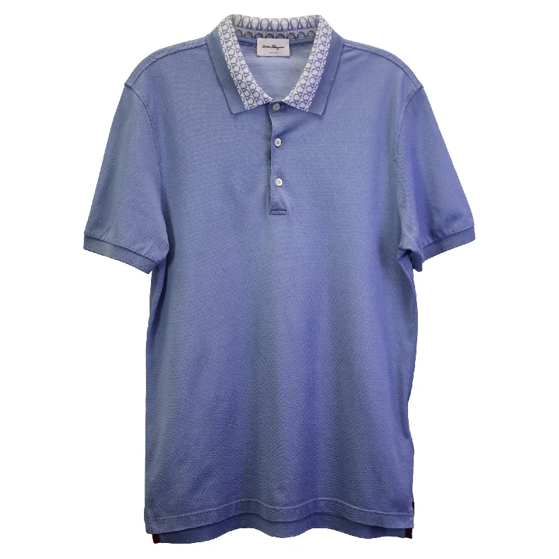 Salvatore Ferragamo Polo T-Shirt in Blue Cotton