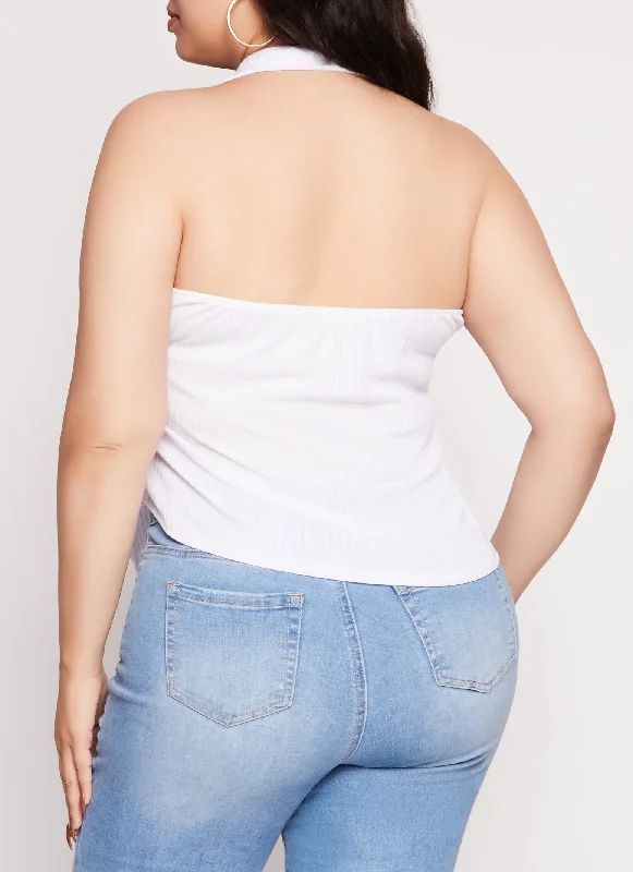 Plus Size Button Down Halter Top