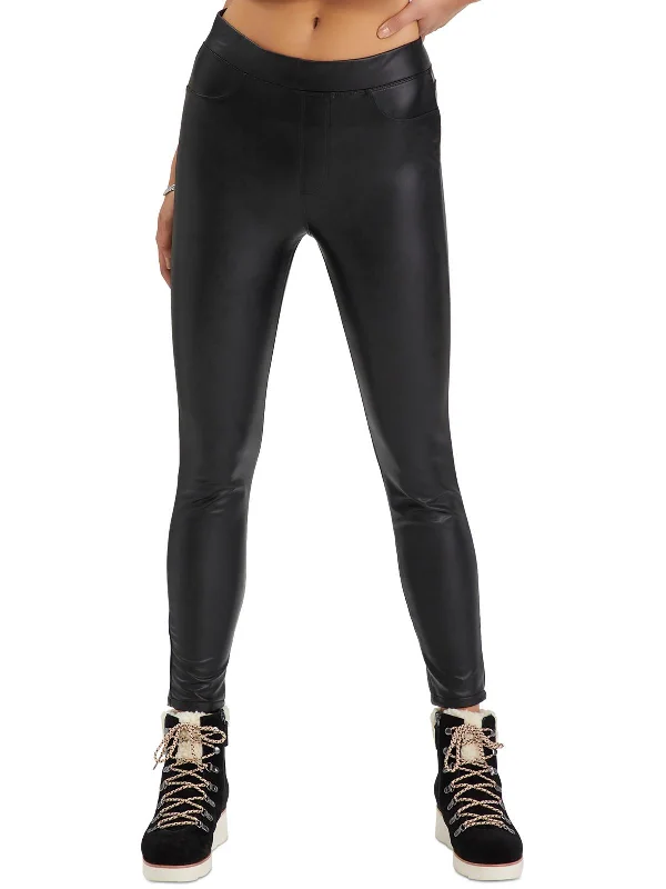 Womens Faux Leather Pull-On Leggings